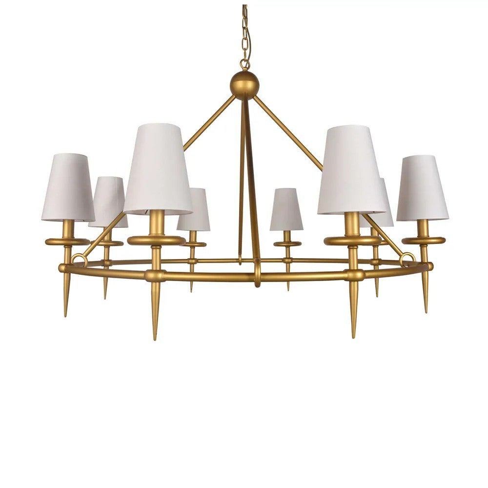 Waterloo Metal Chandelier with Linen Shades – Dubbo Lighting Centre