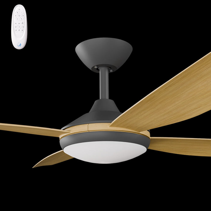 Calibo Vanga 52" DC Smart Ceiling Fan with LED Light and Remote Control | Black and Bamboo