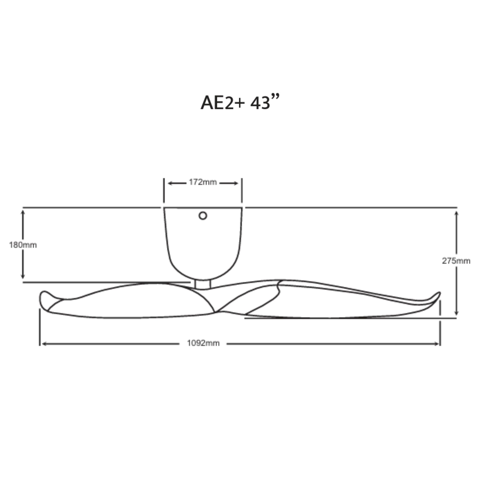 2 Blade 43" Aeratron AE2+ DC Ceiling Fan With Remote - White - Dubbo Lighting Centre
