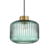 Mint Ribbed Glass Pendant Light, Medium, Green