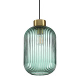 Mint Ribbed Glass Pendant Light, Large, Green