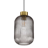 Mint Ribbed Glass Pendant Light, Large, Smoke