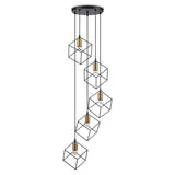 Ice Metal Cluster Pendant Light, 5 Light, Black