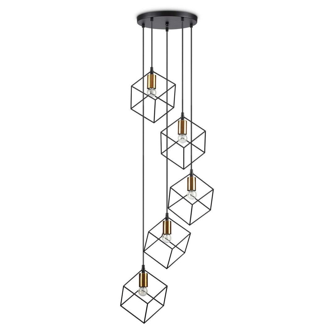Ice Metal Cluster Pendant Light, 5 Light, Black