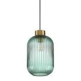 Mint Ribbed Glass Pendant Light, Small, Green