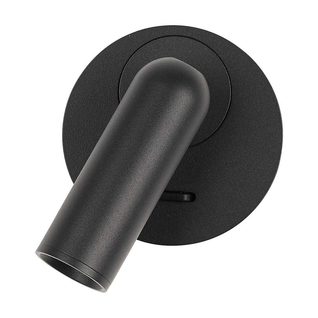 Bean Metal LED Adjustable Wall / Reading Light, Round, Black