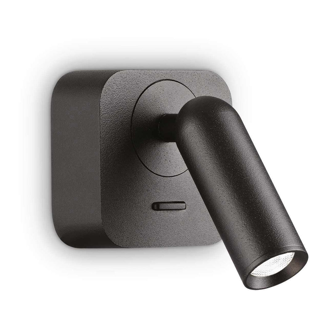 Bean Metal LED Adjustable Wall / Reading Light, Square, Black