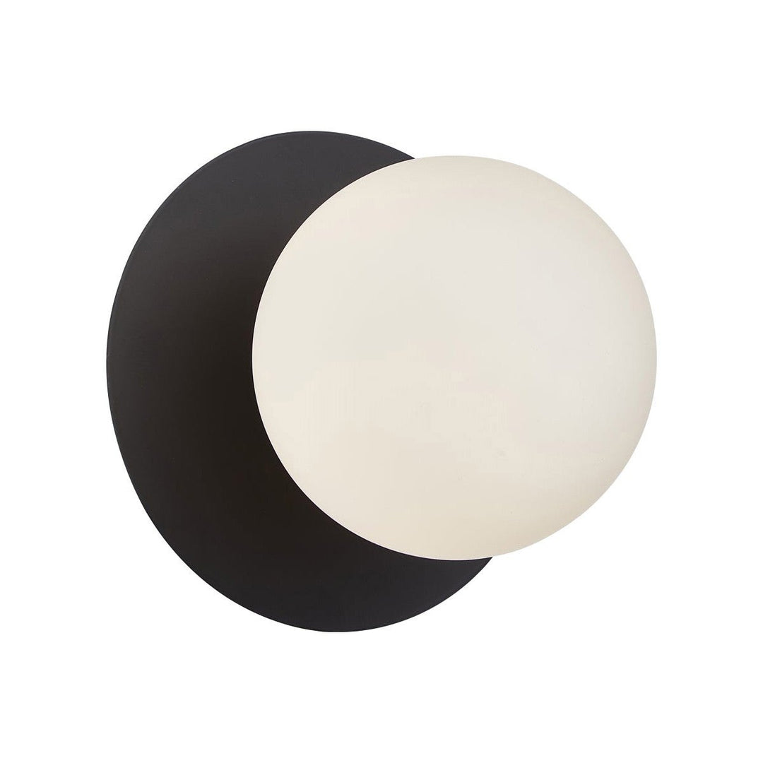 Balle Glass & Iron Wall Light, Round Base, Black