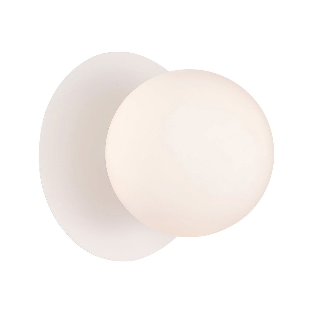 Balle Glass & Iron Wall Light, Round Base, White