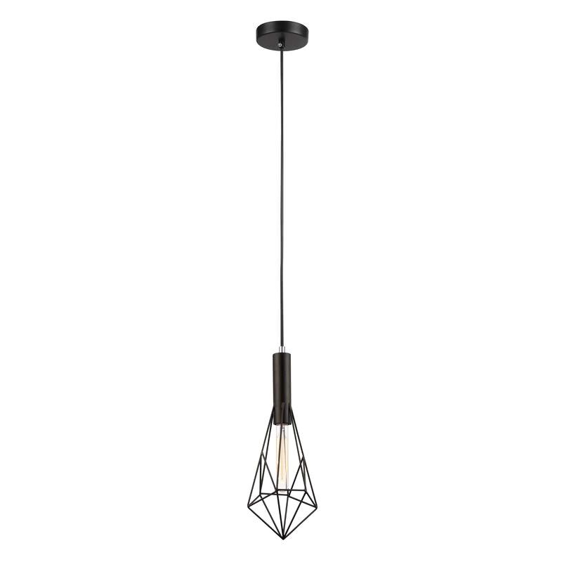 Blackband Iron Caged Pendant Light, Small Diamond, Black