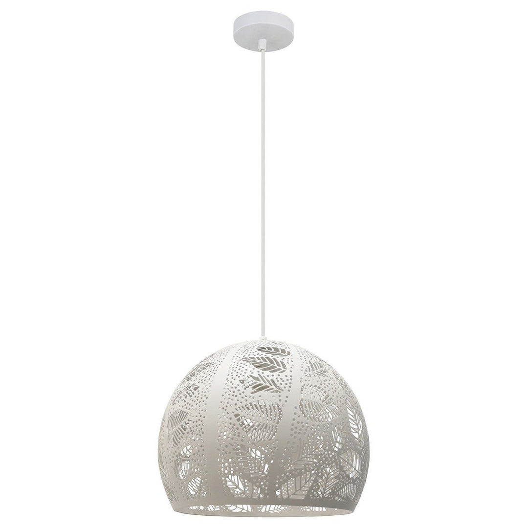 Botanica Iron Embossed Pendant Light, White