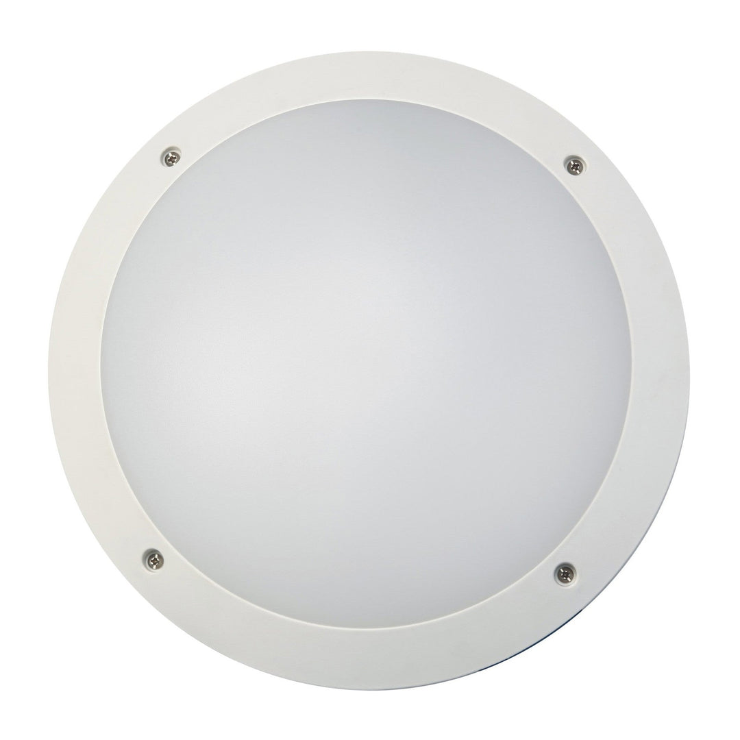 Prestons IP66 Exterior Plain LED Bunker Wall Light, Round, White