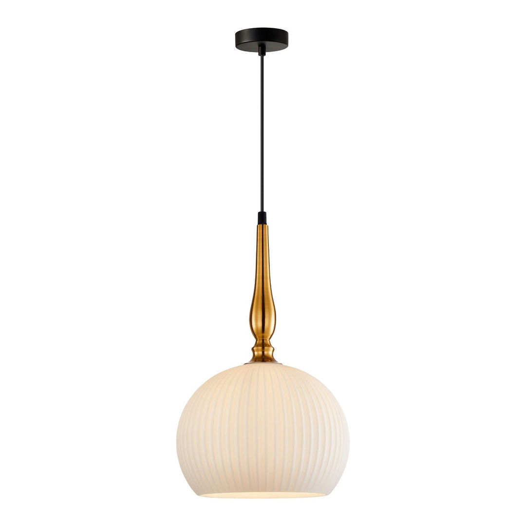 Caliz Glass & Iron Pendant Light, Large, Brass