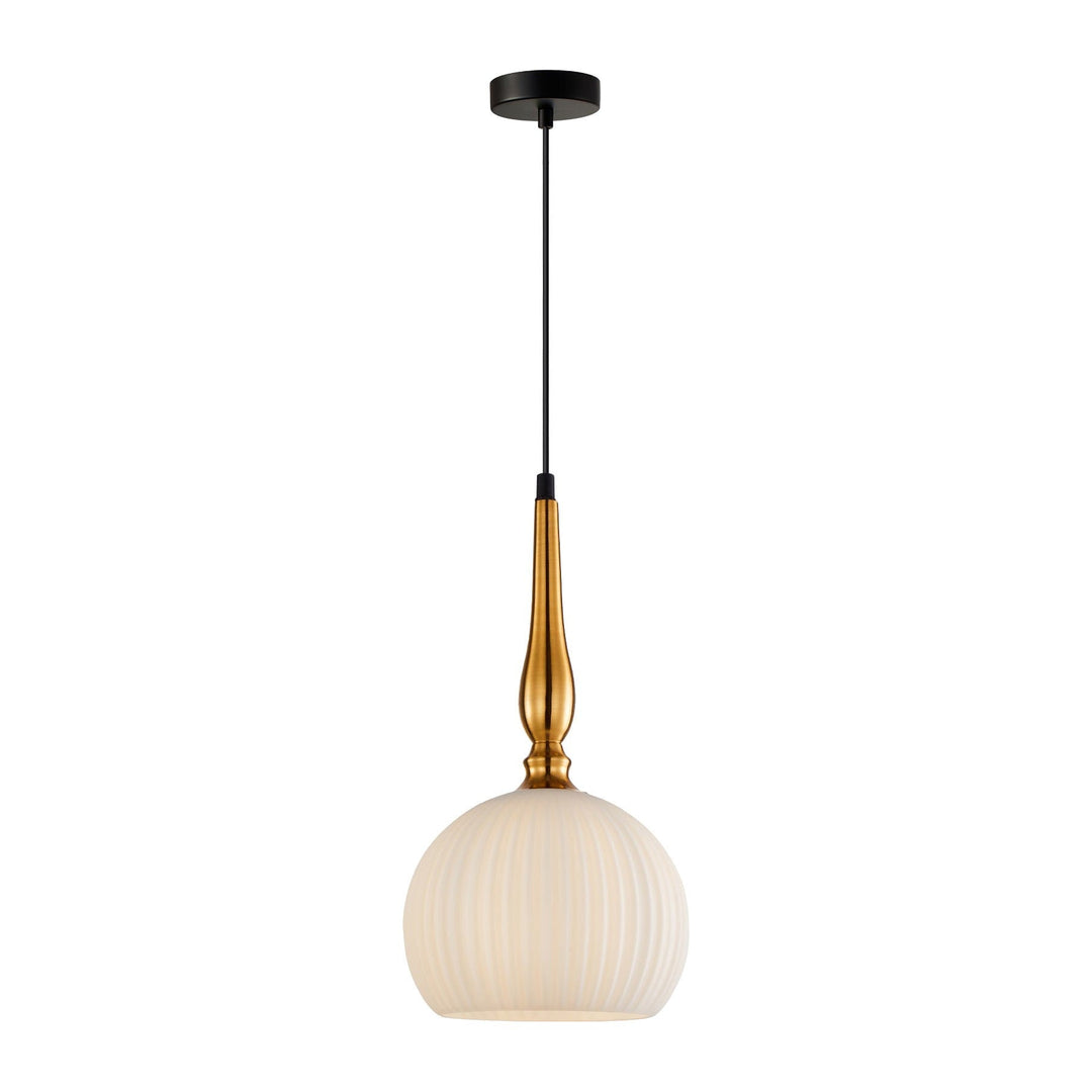 Caliz Glass & Iron Pendant Light, Small, Brass