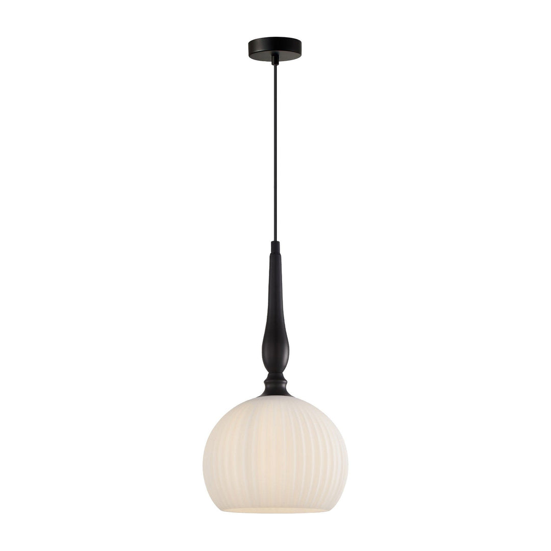 Caliz Glass & Iron Pendant Light, Small, Black
