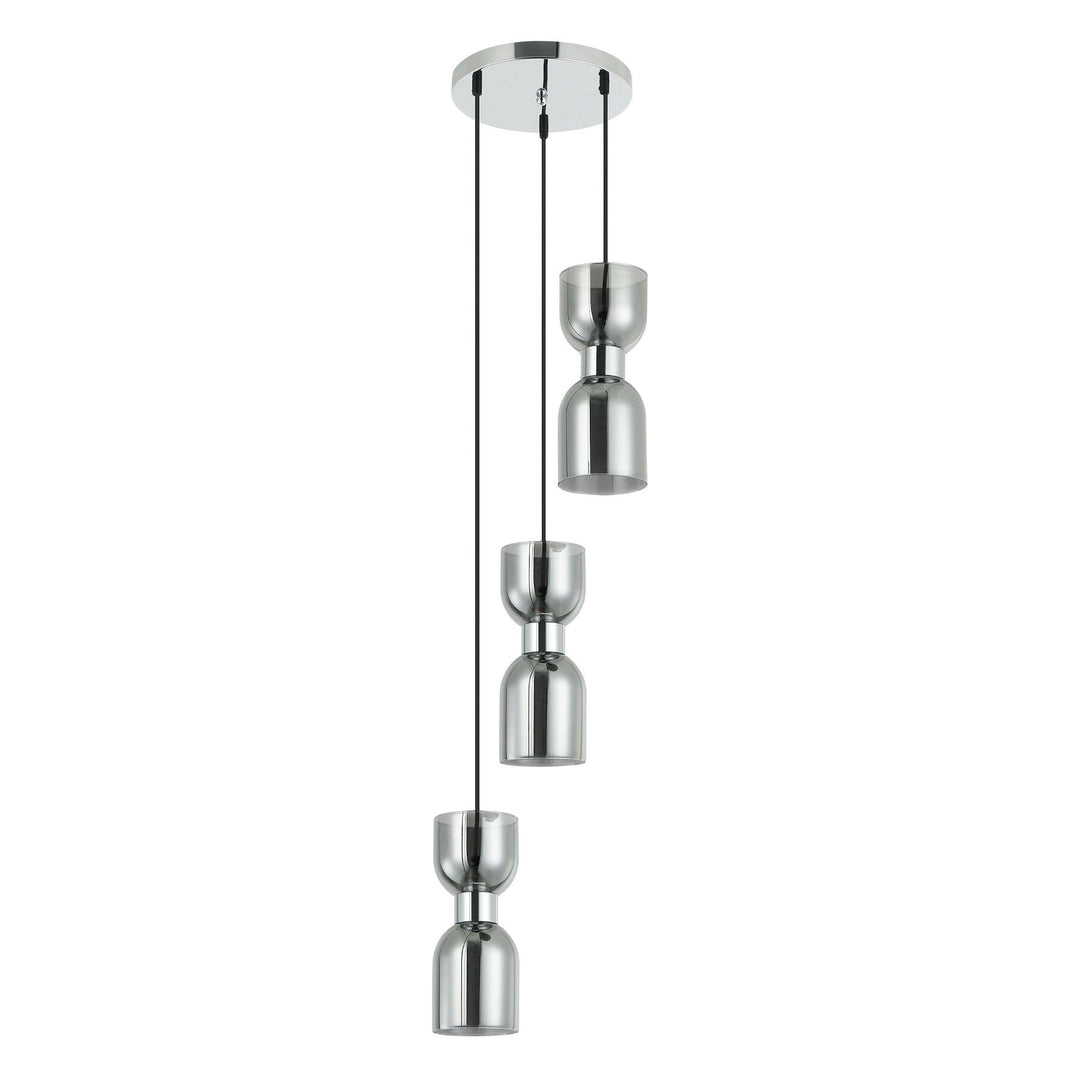 Clessidra Glass & Iron Cluster Pendant Light, Smoke