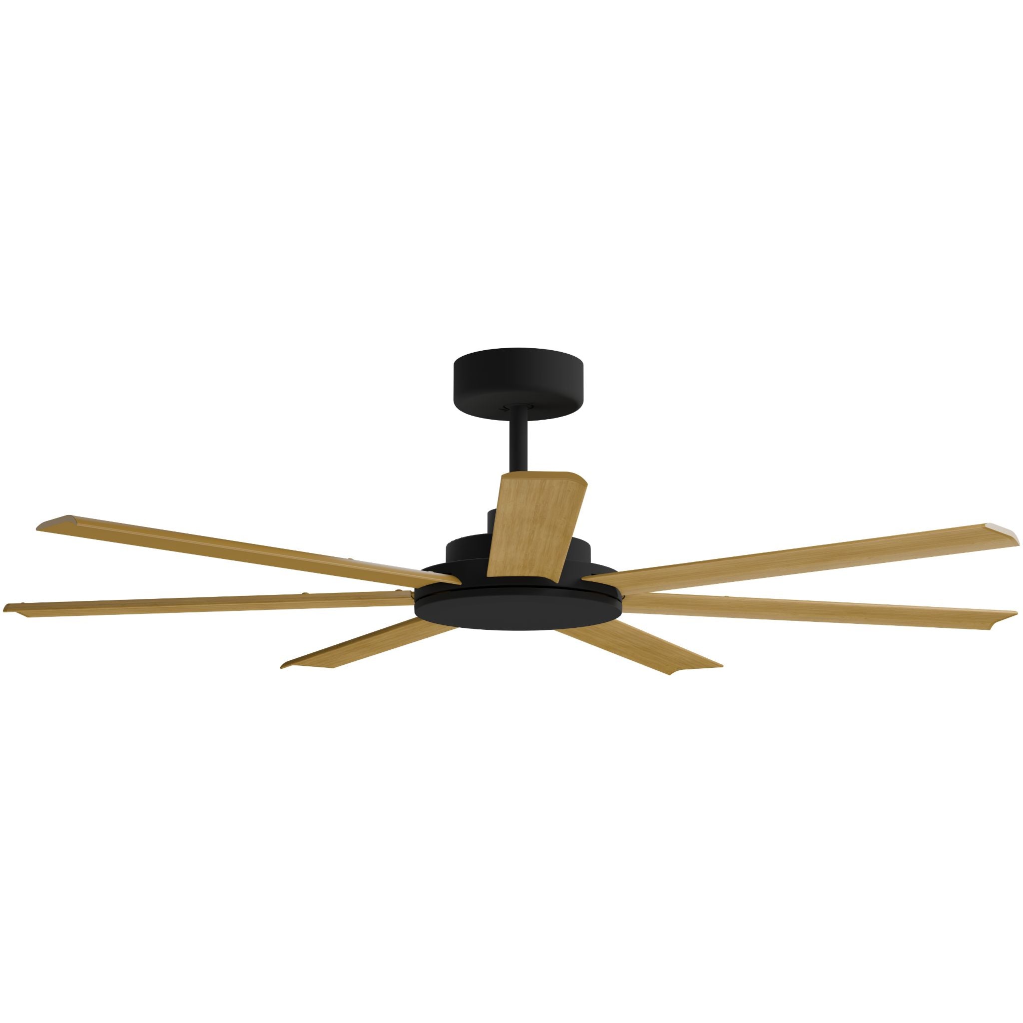 Calibo Alula 60" (1524mm) 7 Blade Indoor/Outdoor DC Ceiling Fan & Remote | Black & Teak - Dubbo Lighting Centre