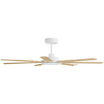 Calibo Alula 60" (1524mm) 7 Blade Indoor/Outdoor DC Ceiling Fan & Remote | White & Bamboo - Dubbo Lighting Centre
