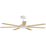 Calibo Alula 60" (1524mm) 7 Blade Indoor/Outdoor DC Ceiling Fan & Remote | White & Bamboo - Dubbo Lighting Centre