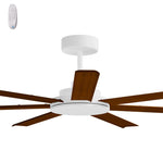 Calibo Alula 60" (1524mm) 7 Blade Indoor/Outdoor DC Ceiling Fan & Remote | White & Koa - Dubbo Lighting Centre