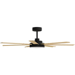 Calibo Alula 60" (1524mm) 7 Blade Indoor/Outdoor DC Ceiling Fan with 24W Light & Remote | Black & Bamboo - Dubbo Lighting Centre