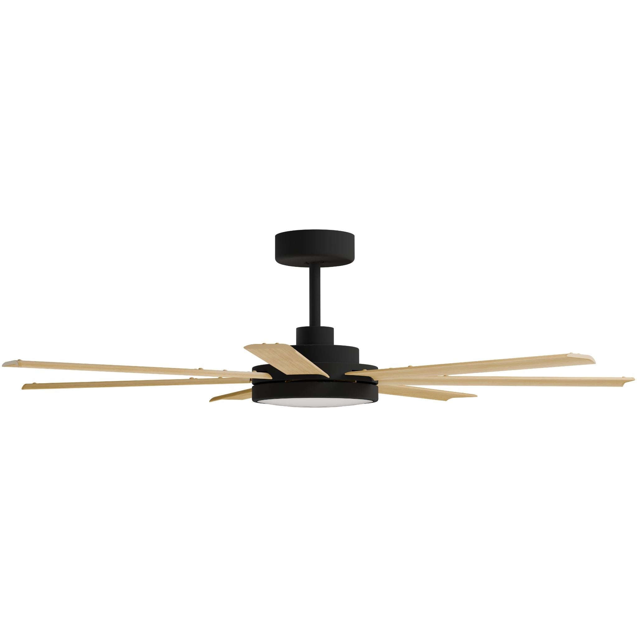 Calibo Alula 60" (1524mm) 7 Blade Indoor/Outdoor DC Ceiling Fan with 24W Light & Remote | Black & Bamboo - Dubbo Lighting Centre