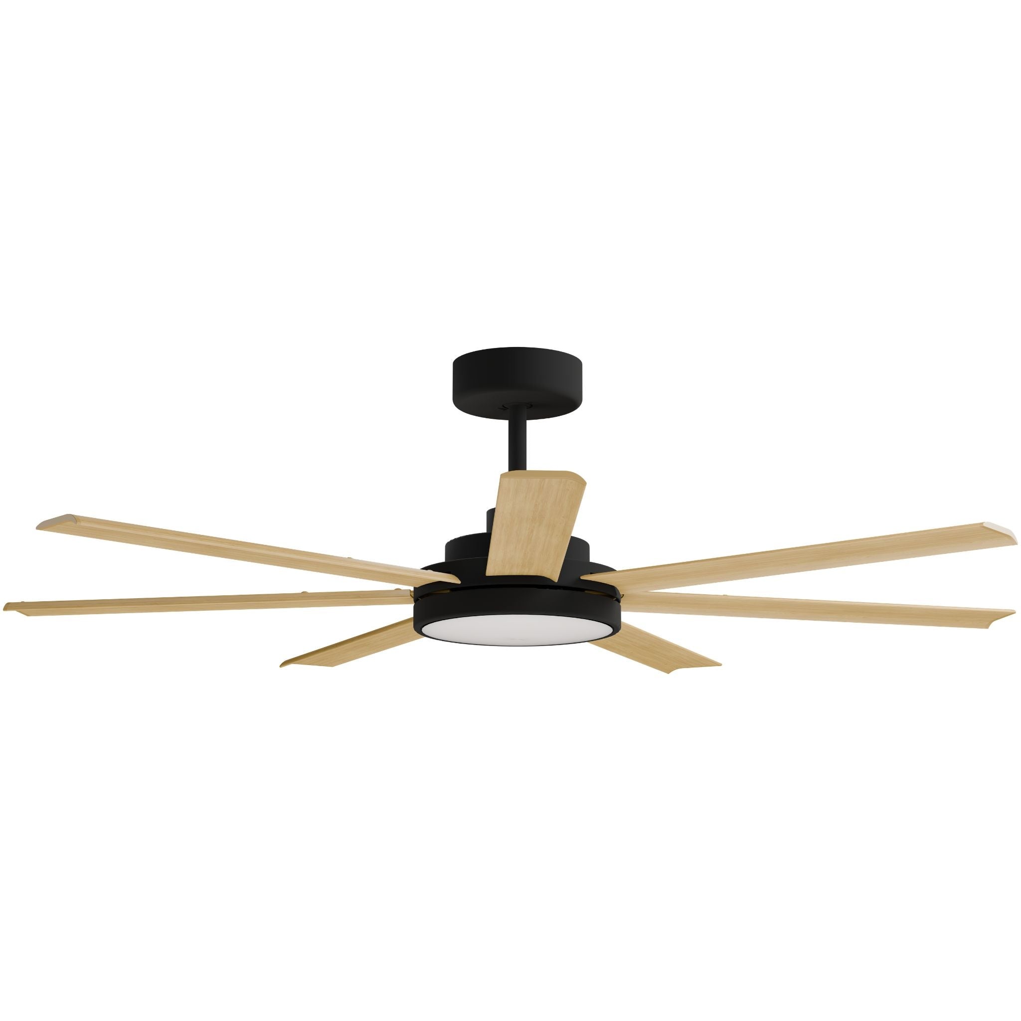Calibo Alula 60" (1524mm) 7 Blade Indoor/Outdoor DC Ceiling Fan with 24W Light & Remote | Black & Bamboo - Dubbo Lighting Centre