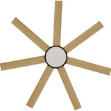 Calibo Alula 60" (1524mm) 7 Blade Indoor/Outdoor DC Ceiling Fan with 24W Light & Remote | Black & Bamboo - Dubbo Lighting Centre
