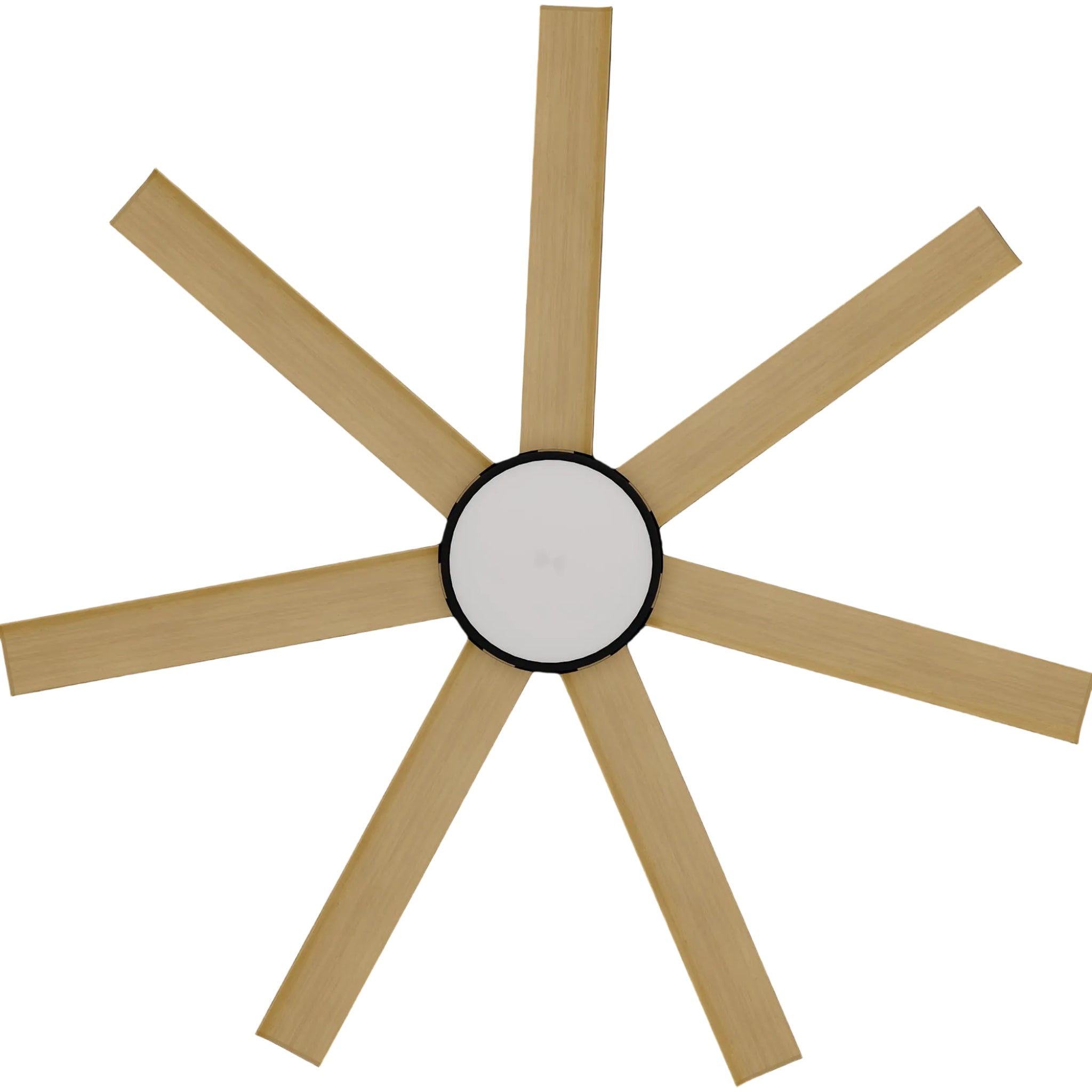 Calibo Alula 60" (1524mm) 7 Blade Indoor/Outdoor DC Ceiling Fan with 24W Light & Remote | Black & Bamboo - Dubbo Lighting Centre