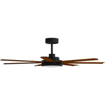 Calibo Alula 60" (1524mm) 7 Blade Indoor/Outdoor DC Ceiling Fan with 24W Light & Remote | Black & Koa - Dubbo Lighting Centre