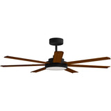 Calibo Alula 60" (1524mm) 7 Blade Indoor/Outdoor DC Ceiling Fan with 24W Light & Remote | Black & Koa - Dubbo Lighting Centre