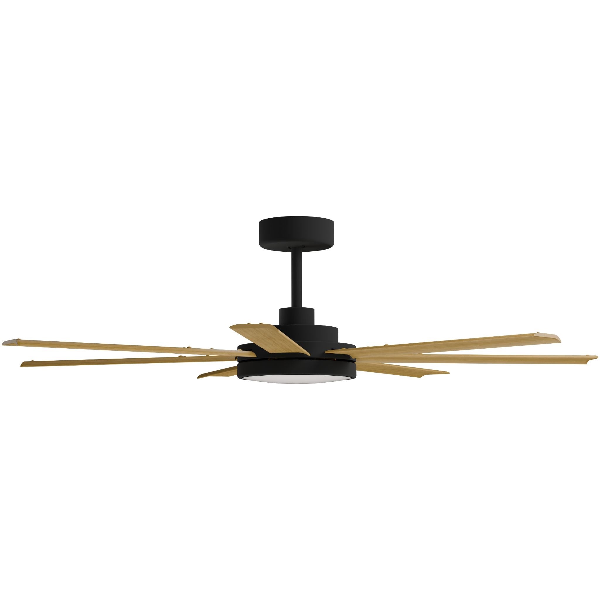 Calibo Alula 60" (1524mm) 7 Blade Indoor/Outdoor DC Ceiling Fan with 24W Light & Remote | Black & Teak - Dubbo Lighting Centre