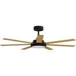 Calibo Alula 60" (1524mm) 7 Blade Indoor/Outdoor DC Ceiling Fan with 24W Light & Remote | Black & Teak - Dubbo Lighting Centre