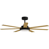 Calibo Alula 60" (1524mm) 7 Blade Indoor/Outdoor DC Ceiling Fan with 24W Light & Remote | Black & Teak - Dubbo Lighting Centre