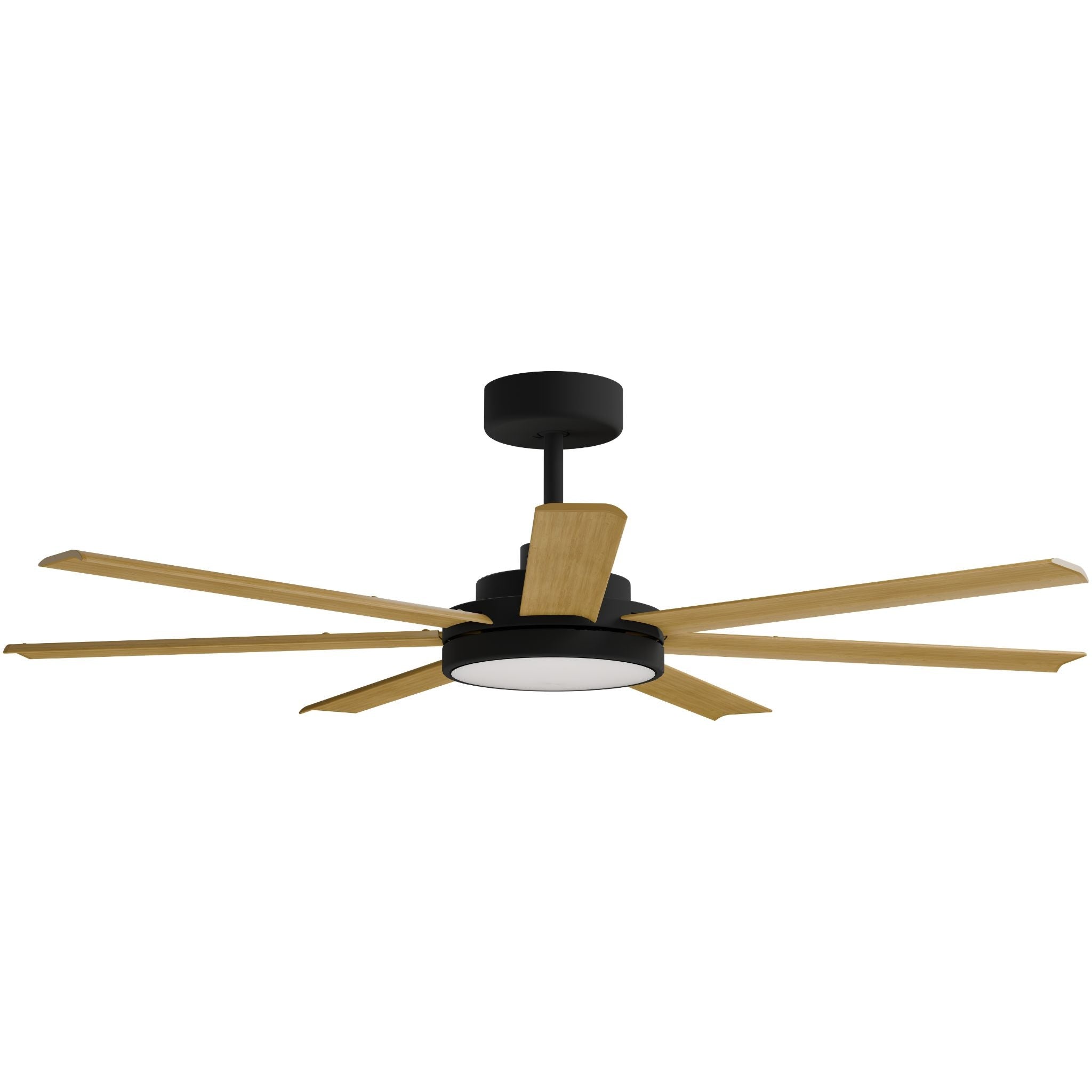 Calibo Alula 60" (1524mm) 7 Blade Indoor/Outdoor DC Ceiling Fan with 24W Light & Remote | Black & Teak - Dubbo Lighting Centre