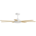 Calibo Alula 60" (1524mm) 7 Blade Indoor/Outdoor DC Ceiling Fan with 24W Light & Remote | White & Bamboo - Dubbo Lighting Centre