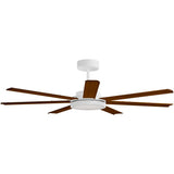 Calibo Alula 60" (1524mm) 7 Blade Indoor/Outdoor DC Ceiling Fan with 24W Light & Remote | White & Koa - Dubbo Lighting Centre