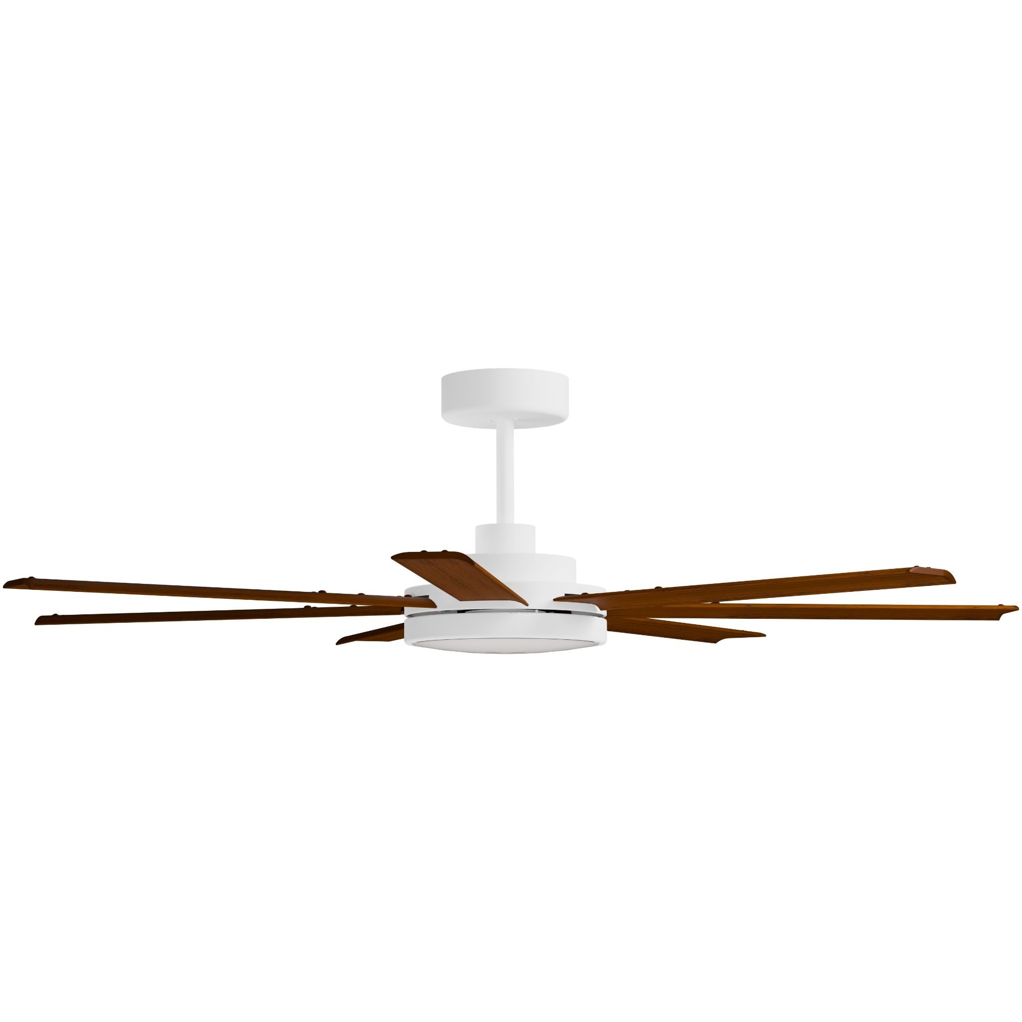 Calibo Alula 60" (1524mm) 7 Blade Indoor/Outdoor DC Ceiling Fan with 24W Light & Remote | White & Koa - Dubbo Lighting Centre