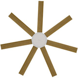 Calibo Alula 60" (1524mm) 7 Blade Indoor/Outdoor DC Ceiling Fan with 24W Light & Remote | White & Teak - Dubbo Lighting Centre