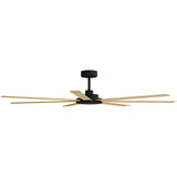 Calibo Alula 80" (2032mm) 7 Blade Indoor/Outdoor DC Ceiling Fan & Remote | Black & Bamboo - Dubbo Lighting Centre