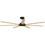Calibo Alula 80" (2032mm) 7 Blade Indoor/Outdoor DC Ceiling Fan & Remote | Black & Bamboo - Dubbo Lighting Centre
