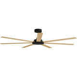 Calibo Alula 80" (2032mm) 7 Blade Indoor/Outdoor DC Ceiling Fan & Remote | Black & Bamboo - Dubbo Lighting Centre