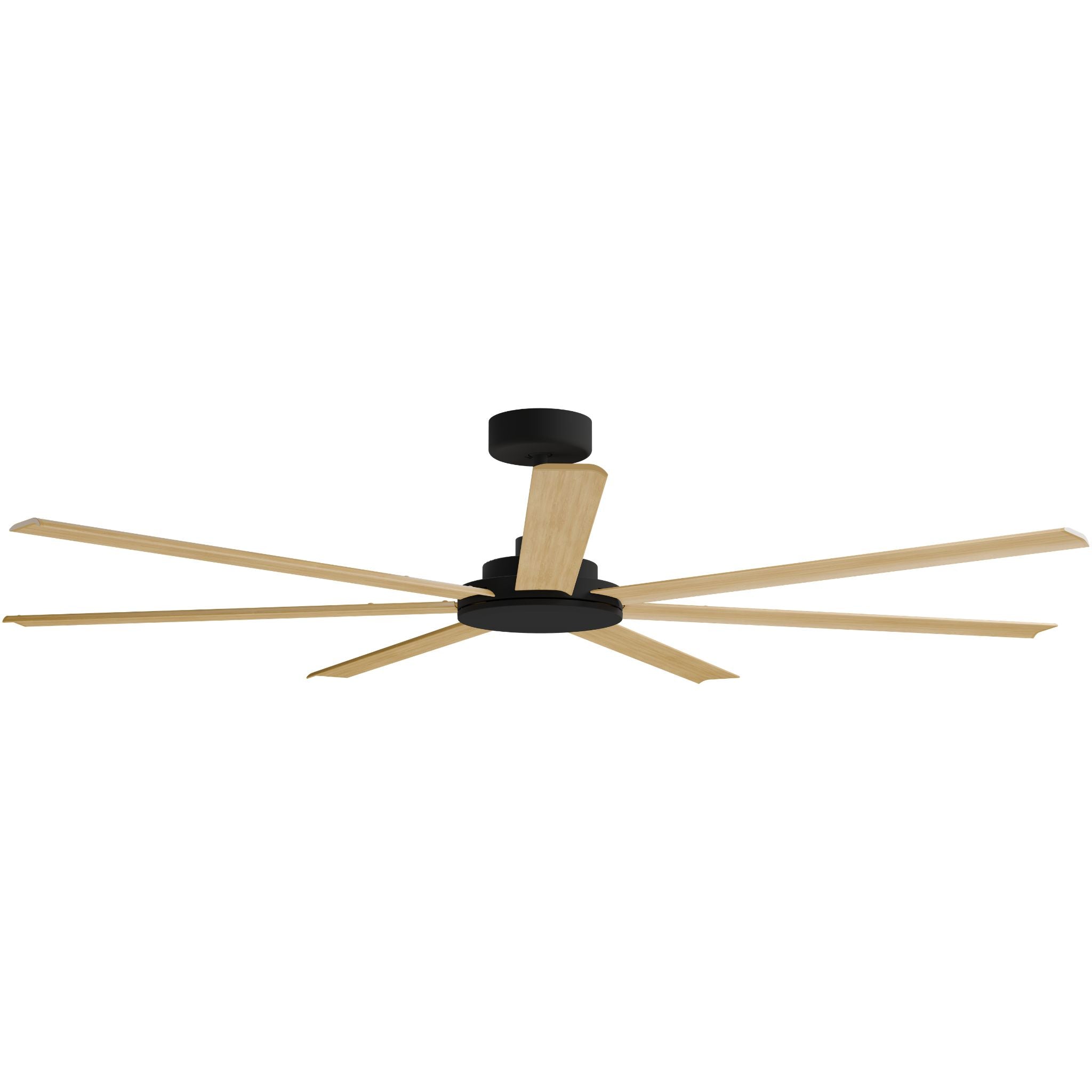 Calibo Alula 80" (2032mm) 7 Blade Indoor/Outdoor DC Ceiling Fan & Remote | Black & Bamboo - Dubbo Lighting Centre