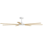 Calibo Alula 80" (2032mm) 7 Blade Indoor/Outdoor DC Ceiling Fan & Remote | White & Bamboo - Dubbo Lighting Centre