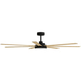 Calibo Alula 80" (2032mm) 7 Blade Indoor/Outdoor DC Ceiling Fan with 24W Light & Remote | Black & Bamboo - Dubbo Lighting Centre