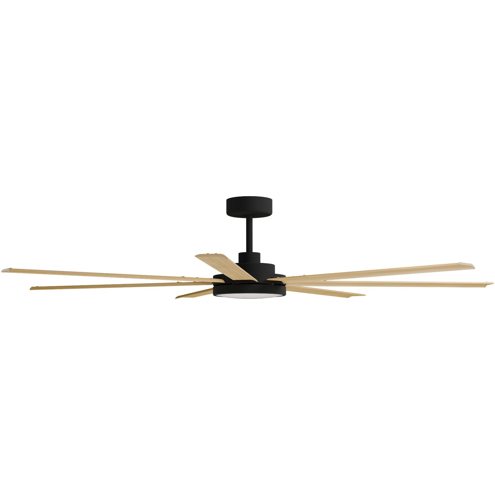 Calibo Alula 80" (2032mm) 7 Blade Indoor/Outdoor DC Ceiling Fan with 24W Light & Remote | Black & Bamboo - Dubbo Lighting Centre