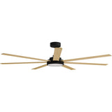Calibo Alula 80" (2032mm) 7 Blade Indoor/Outdoor DC Ceiling Fan with 24W Light & Remote | Black & Bamboo - Dubbo Lighting Centre