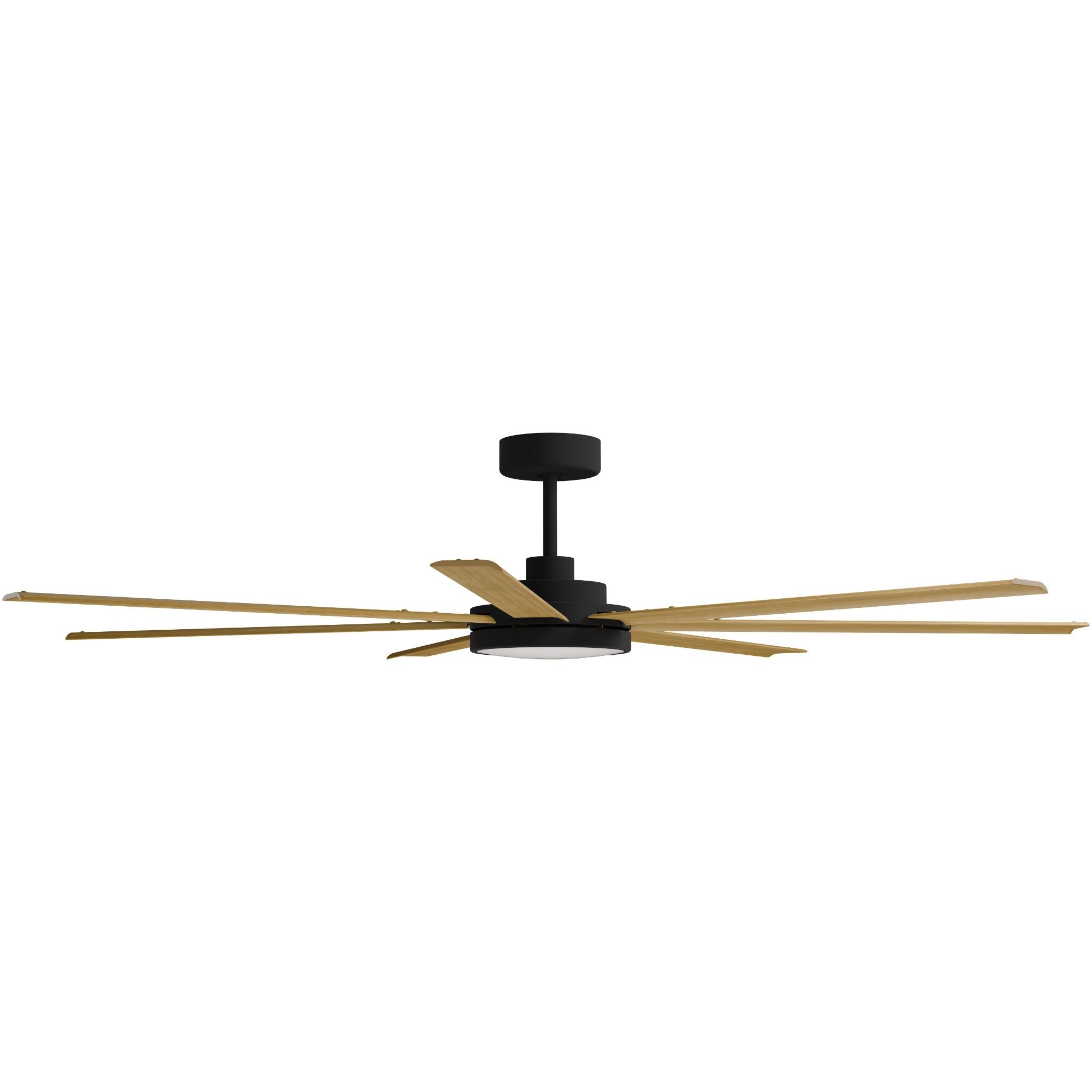 Calibo Alula 80" (2032mm) 7 Blade Indoor/Outdoor DC Ceiling Fan with 24W Light & Remote | Black & Teak - Dubbo Lighting Centre 