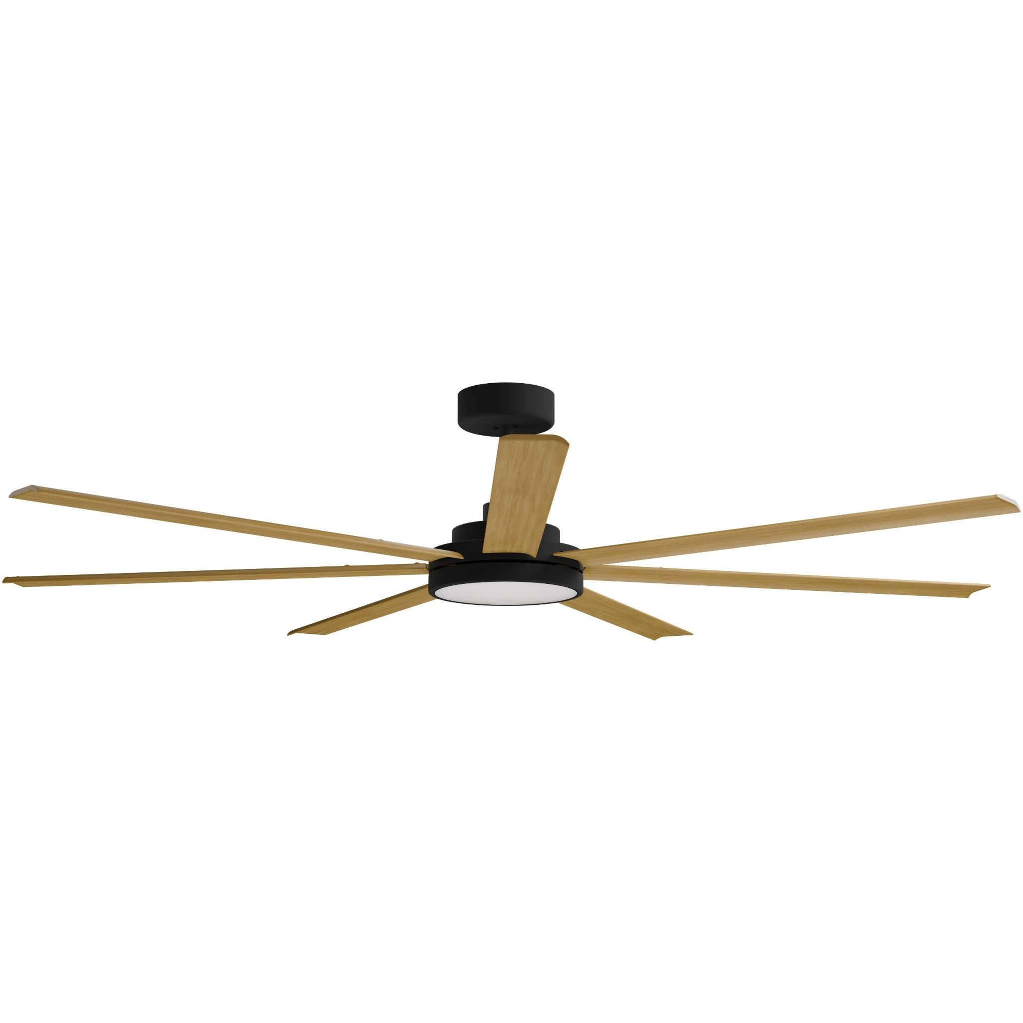 Calibo Alula 80" (2032mm) 7 Blade Indoor/Outdoor DC Ceiling Fan with 24W Light & Remote | Black & Teak - Dubbo Lighting Centre 