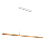 Calibo Aquila 1500mm Timber Tubular LED Linear Pendant with Brass Finish Collar | Ash with White - Dubbo Lighting Centre